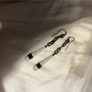 Deanna Hamro vintage drop white pewter silver Swarovski crystal  earrings